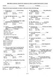 English Worksheet: GENERAL FINAL EXAM-B