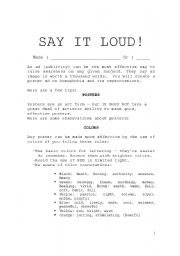 English worksheet: Say it loud!
