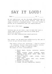 English Worksheet: Say it loud!