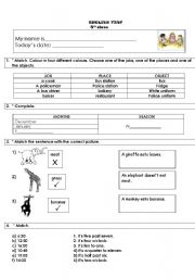 English Worksheet: Final Test 5th grade