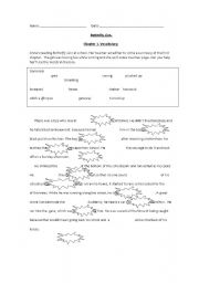 English worksheet: Butterfly Lion. Chapter 1. Vocabulary Exercise.