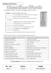 English Worksheet: Question words worksheet