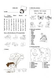 English Worksheet: means of transportation