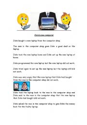English Worksheet: Johns new computer  - pronouns