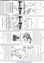 English Worksheet: Aesops Fables: The Hare With Many Friends [ Mini-book ]