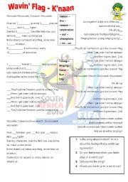 English Worksheet: Wavin Flag - Knaan - World cup South Africa 2010