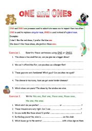 English Worksheet: PRONOUNS ONE AND ONES