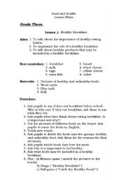 English worksheet: Food and Health