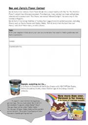 English worksheet: Ben & Jerrys - Flavour Contest
