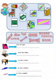 English Worksheet: CLASSROOM OBJECTS