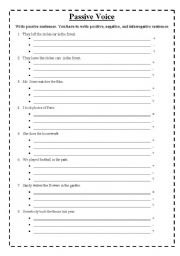 English Worksheet: Passive voice sentences