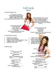 English Worksheet: Full Circle - Miley Cyrus - Song activitiy