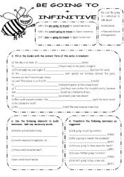 English Worksheet: BE GOING TO + INFINITIVE EXERCISES