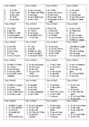 English Worksheet: True or False (Animals and verbs)