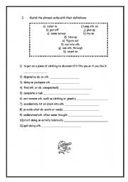 English worksheet: exercises on phrasal verbs
