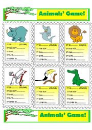 English Worksheet: Animals Game!