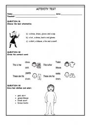 English worksheet: Activity test