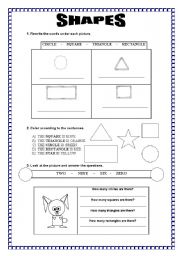 English worksheet: Shapes - 3 exercises