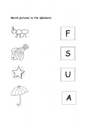 English worksheet: alphabet picture match