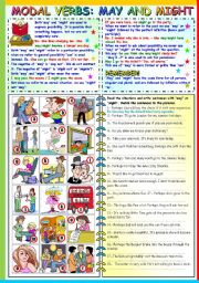 English Worksheet: MAY - MIGHT - GRAMMAR AND EXERCISES (B&W VERSION+KEY INCLUDED)