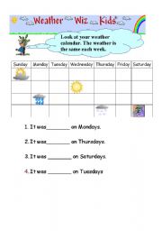 English worksheet: weather calendar