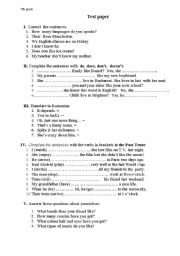 English Worksheet: test for the 5th grade