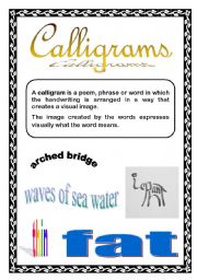 English Worksheet: Calligrams