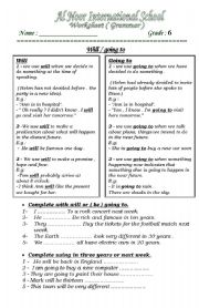 English Worksheet: Will-going to Worksheet 