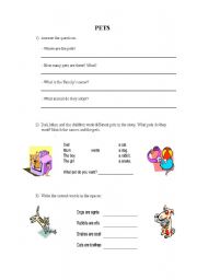 English worksheet: pets