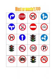 English Worksheet: Must or mustnt ???