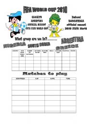 English Worksheet: Fifa World Cup 2010 with key- fully editable-useful for any country