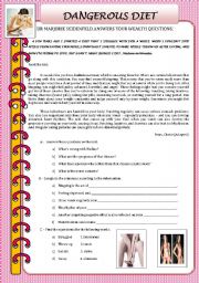 English Worksheet: EATING DISORDER / DANGEROUS DIET / BULIMIA