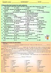 English Worksheet: READING - WRITING EXERCISES