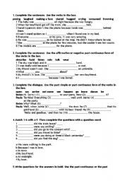English Worksheet: Past simple and continuous exercises 