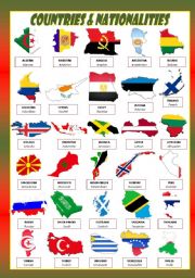 English Worksheet: COUNTRIES & NATIONALITIES