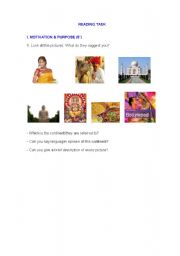 English Worksheet: reading task- indian culture- short stories- land of my childhood