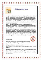 English Worksheet: Children on the mines