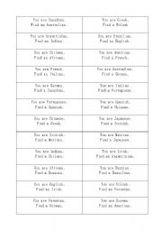 English worksheet: Conversation about nationalities