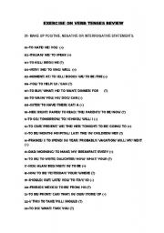 English Worksheet: VERB TENSES REVIEW
