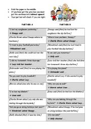 English Worksheet: reported speech (tandem exercise)