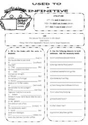 English Worksheet: USED TO + INFINITIVE EXERCISES