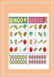 English Worksheet: vegetables bingo