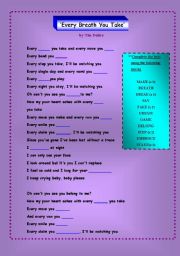 English Worksheet: Song: Every Breath You Take by The Police