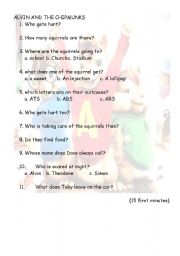 English Worksheet: Alvin and the Chipmunks 2 first fifteen minutes