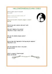 English Worksheet: halloween riddles and stories