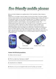 English Worksheet: Eco-friendly mobile phones