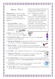 English Worksheet: IDIOMS