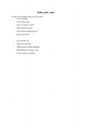 English Worksheet: Order your meal!