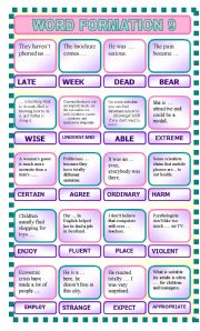 English Worksheet: Word formation 9