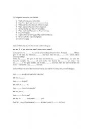 English Worksheet: Past Verb TO BE Was Were